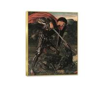 RXNHGJDS Impression sur Toile Decoration Murale Peinture Saint George et le dragon Image sur Toile Reproductions de Tableaux CéLèBres Edward Burne-Jones Poster 40x30cm(16x12in) Cadre doré