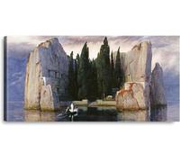 RXNHGJDS L'île des morts par Arnold Böcklin Impression sur toile Décoration murale Peinture à l'huile Reproduction d'images pour salon chambre à coucher Décoration murale 100x50 cm Cadre