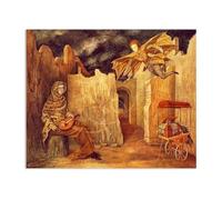 RXNHGJDS Remedios Varo poster Magic Flight or Zamfonia célèbre Impression sur Toile tableau pour salon abstrait Reproduction de peintures à l'huile65x50cm(26x19in) Avec cadre
