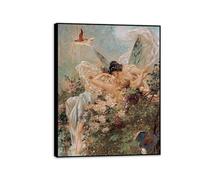 RXNHGJDS Renaissance Art Femmes Love Poster Prints for Living Room Home Decor Vintage Victorian Girls Portrait Canvas Painting Wall Art80x60cm(31x24in) Cadre