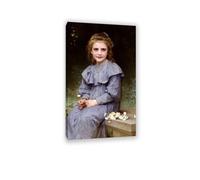 RXNHGJDS Reproductions tableau William-Adolphe Bouguereau sur toile Daisies poster Art Mural Portrait Élégant décoration murale salon chambre 50x30cm Cadre intérieur
