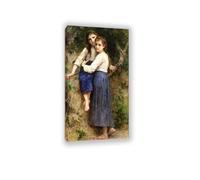 RXNHGJDS Reproductions tableau William-Adolphe Bouguereau sur toile Dans les bois célèbres peinture à l'huile décoration murale salon chambre 145x80cm Cadre intérieur