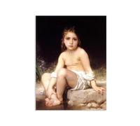 RXNHGJDS Reproductions tableau William-Adolphe Bouguereau sur toile Enfant au bain célèbre Impression sur toile vintage portrait femme décoration murale salon chambre 100x70cm Sans cadre