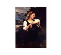 RXNHGJDS Reproductions tableau William-Adolphe Bouguereau sur toile Fille de pêcheur célèbre Impression sur toile vintage portrait femme décoration murale salon chambre 110x80cm Sans cadre