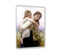 RXNHGJDS Reproductions tableau William-Adolphe Bouguereau sur toile Pas trop de choses à transporter célèbres peinture à l'huile décoration murale salon chambre 90x60cm Cadre intérieur