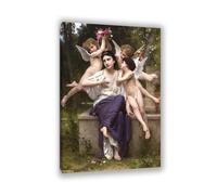 RXNHGJDS Reproductions tableau William-Adolphe Bouguereau sur toile Rêve de printemps célèbres peinture à l'huile décoration murale salon chambre 90x60cm Cadre intérieur