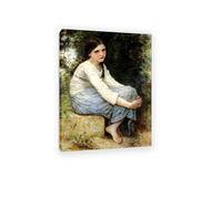 RXNHGJDS Reproductions tableau William-Adolphe Bouguereau sur toile Rêveries célèbres peinture à l'huile décoration murale salon chambre 85x60cm Cadre intérieur