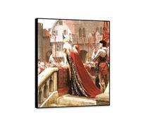 RXNHGJDS Tableau sur Toile Edmund Leighton La voix du peuple Impression sur toile Reproduction d'Art Victorienne et Romantique Décoration pour Salon Bureau85x70cm(33x27in) Cadre noir