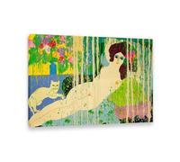 RXNHGJDS Tableau sur Toile Walasse Ting L'amant de Goya Reproduction d'Art Colorée de Fleurs et de Personnages Grand Décor Mural pour Bureau Prêt à Accrocher110x80cm(43x31in) Cadre