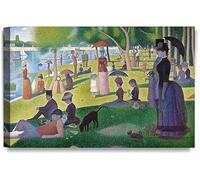RXNHGJDS Un dimanche sur La Grande Jatte de Georges Seurat Impression sur toile Peinture à l'huile Reproduction Art mural pour salon Chambre Décoration murale Cadre 70x50 cm