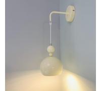 RXPVUXE Applique murale crème Luminaire mural globe moderne Applique murale à fil suspendu beige, Lampe murale de chevet élégante E27 Appliques de décoration intérieure câblées pour chambre à coucher,