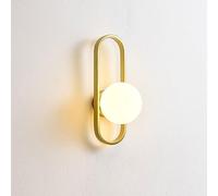 RXPVUXE Applique Murale d'intérieur Moderne avec Abat-Jour en Verre Blanc Lait, Lampe Murale câblée en métal en Forme d'anneau elliptique pour Chambre à Coucher, Salon, Salle de Bain, Chevet E27