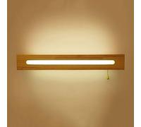RXPVUXE Applique murale en bois rectangulaire pour salle de bain avec interrupteur à tirette, lampe de chevet Wabi Sabi avec abat-jour en acrylique blanc, luminaire LED en bois pour escaliers, couloir