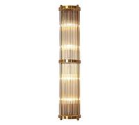 RXPVUXE Applique murale en cristal demi-cylindre, luminaire de salle de bain moderne en or, applique murale à tube long du milieu du siècle, luminaire mural en acier inoxydable E14 pour couloir de sal