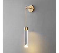 RXPVUXE Applique Murale en Cristal Moderne en Cuivre Brossé Applique Murale Chambre à Coucher Chevet LED Mini Lustre Fil de Suspension Réglable, Applique Murale en Laiton Minimaliste Appliques de Coul