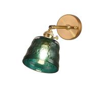 RXPVUXE Applique Murale en Verre Vert Foncé Applique Murale en Laiton Vintage Moderne avec Interrupteur Rotatif 180° Rotatif Or Brossé Applique Murale en Cuivre Réglable pour Porte de Chambre, E7