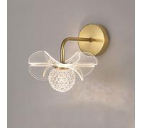 RXPVUXE Applique Murale Fleur en Laiton Brossé Or Moderne LED Appliques Murales, Décoration d'intérieur Art Applique Murale Câblé Éclairage de Ferme pour Salon Couloir Chevet (6000K+4000K+3000K)