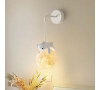 RXPVUXE Applique murale Lune Applique murale suspendue blanche Luminaire mural moderne pour chambre d'enfant avec abat-jour globe en résine, lampe lune G9 réglable pour chambre de bébé fille Appliques