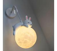 RXPVUXE Applique murale Lune Applique murale suspendue blanche Luminaire mural moderne pour chambre d'enfant avec abat-jour globe en résine, lampe lune G9 réglable pour chambre de bébé fille Appliques