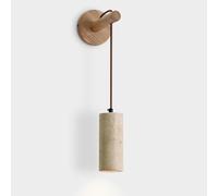 RXPVUXE Applique murale moderne en pierre suspendue, mini applique murale en travertin jaune naturel et bois massif, applique murale en marbre nordique for couloir de chevet(Wood,Cylinder)