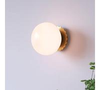 RXPVUXE Nordique Globe Applique Murale En Verre Or/Chrome Moderne Applique Base En Forme De Fleur Rose/Crème/Abat-jour Blanc, Applique Murale Intérieure En Métal Câblé Pour Chambre Salon Salle À Mange