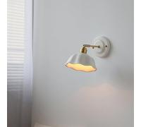 RXPVUXE Applique murale réglable en laiton nordique Applique murale de décoration d'art blanche avec abat-jour en céramique en forme de fleur, lampe murale de chevet pliante Appliques murales Wabi Sba