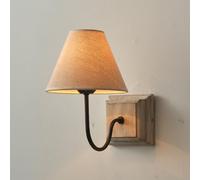 RXPVUXE Applique Murale rétro en Bois Blanc Antique avec Abat-Jour en Tissu, Lampe Murale câblée E14 pour Chambre à Coucher, Chevet, décoration d'intérieur en Bois Vintage