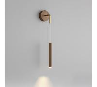 RXPVUXE Applique murale suspendue couleur bois, tube long, lampe murale LED, décoration de chevet moderne, finition grain de bois, réglable pour intérieur, salon, chambre à coucher, couloir, luminaire