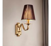 RXPVUXE Applique murale vintage avec abat-jour en tissu noir, applique murale de ferme rustique dorée, appliques murales rétro du milieu du siècle, finition bronze brossé, luminaire de décoration de s