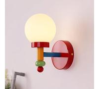 RXPVUXE Appliques Bauhaus Applique Murale en Verre Globe Applique Murale d'art Rouge Appliques murales Modernes et créatives pour la Maison, luminaire Mural en Fer à Peinture postmoderne pour Chambre