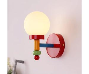 RXPVUXE Appliques Bauhaus Applique Murale en Verre Globe Applique Murale d'art Rouge Appliques murales Modernes et créatives pour la Maison, luminaire Mural en Fer à Peinture postmoderne pour Chambre