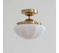 RXPVUXE Éclairage semi-encastré vintage avec abat-jour en verre en forme de dôme, plafonnier E27 du milieu du siècle pour chambre à coucher, cuisine, salle à manger, couloir, entrée (laiton antique/ch