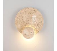 RXPVUXE Jaune Travertin Art Applique Murale Vintage Rétro LED Applique Murale Intérieur Moderne 2 Décor Rond Luminaires Muraux 6W 3000K Applique Murale En Pierre Pour Chambre Couloir Salon Allée Salle