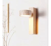 RXPVUXE Lampe de lecture de chevet rotative à 180°, lampe de lecture murale en bois, applique murale rectangulaire en bois à LED, abat-jour en acrylique, applique murale cylindrique réglable en traver