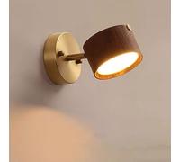RXPVUXE Lampe de Lecture Murale dorée, Applique Murale rotative en Bois, Finition en Laiton brossé, Lampe de Lecture de Chevet 8W, luminaire Mural en Bois à LED réglable pour Chambre à Coucher, Salle