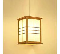 RXPVUXE Lampe suspendue en forme de cage en bois de style japonais, 1 lumière, lanterne moderne, lustre rétro pour restaurant, lampe suspendue rectangulaire en bois massif, luminaire pour cuisine, îlo