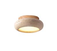 RXPVUXE Plafonnier en pierre Wabi-sabi, plafonnier en travertin jaune de style japonais, 10W LED Farmhouse Vintage Près du plafond luminaires pour chambre couloir entrée cuisine foyer escalier