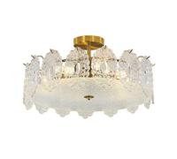 RXPVUXE Plafonnier Semi-encastré doré à 5 lumières de 15,7 Pouces, Style Milieu du siècle Moderne avec Abat-Jour en Verre dépoli, luminaire Vintage pour Salon, Chambre à Coucher, Cuisine