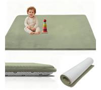RxueSug Tapis d'éveil et de Jeux Epais de 3cm 60 x 100 cm Vert Herbeux, Tapis à Ramper pour Bébé Antidérapant Tatami Tapis pour la Chambre Bebe, Chambre d'enfants, Tapis Velours Corail