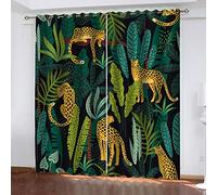 RXWZRL Rideau Occultant Isolant Thermique Salon, Rideaux À Oeillets Chambre Enfant De Décoration De Fenêtre, Guépard De La Jungle Tropicale Motif, Rideaux Et Draperies Intérieurs,150X270cm 2 Pièces