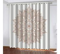 RXWZRL Rideaux Et Draperies Intérieurs À Oeillets, Fleurs De Mandala Motif Rideau Occultant Thermiques Isolants Anti Froid pour Chambre Enfant Rideaux Grande Largeur 100X214cm 2 Pièces