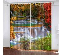 RXWZRL Rideaux Et Draperies Intérieurs À Oeillets, Paysage De Cascade De Forêt D'Automne Motif Rideau Occultant Thermiques Isolants Anti Froid Pour Chambre Adulte Rideaux Grande Largeur 117X230Cm 2 Pi