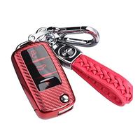 RXXR Coque clé de Voiture avec Porte Clés Compatible avec VW Volkswagen Golf 5 6 Polo Touran Touareg Passat MK6 Caddy Jetta Scirocco Skoda Seat, 3 Boutons étui pour Clé de Voiture