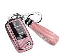 RXXR Coque clé de Voiture avec Porte Clés Compatible avec VW Volkswagen Golf 5 6 Polo Touran Touareg Passat MK6 Caddy Jetta Scirocco Skoda Seat, 3 Boutons étui pour Clé de Voiture