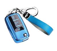 RXXR Coque clé de Voiture avec Porte Clés Compatible avec VW Volkswagen Golf 5 6 Polo Touran Touareg Passat MK6 Caddy Jetta Scirocco Skoda Seat, 3 Boutons étui pour Clé de Voiture