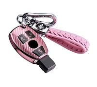 RXXR Coque de clé de Voiture Compatible avec A B C E S CLK AMG Classe C180 W164 W245 W209 W204 avec Porte-clés en TPU Souple 3 Boutons