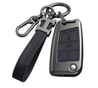 RXXR Coque de clé de voiture pour clé de voiture VW à 3 boutons - Noir - Compatible avec VW Volkswagen Golf 7 Mk7 Polo Jetta Tiguan Seat Leon Fabia Ibiza Skoda Fabia Octavia Superb