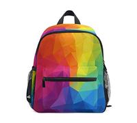 RXYY Sac à dos pour enfants Motif géométrique arc-en-ciel Triangle à l'épaule Voyage pour tout-petits Sac à dos avec sangle de poitrine pour filles et garçons