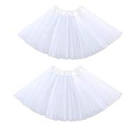 RY-EALY Jupe de Ballet Totem Poncho Tulle élastique à 3 étages Costume de fée Princesse de Danse Performance Carnaval Halloween Fête du Nouvel an Robe 2-8 Ans（Blanc）