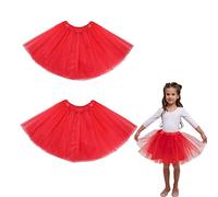 RY-EARL Lot de 2 Enfants Filles Robe de Danse 80's Totem Robe Jupe de Ballet Petticoat Puffy Tutu pour S'habiller Fête Les Danse(Rouge,Trois Couches)